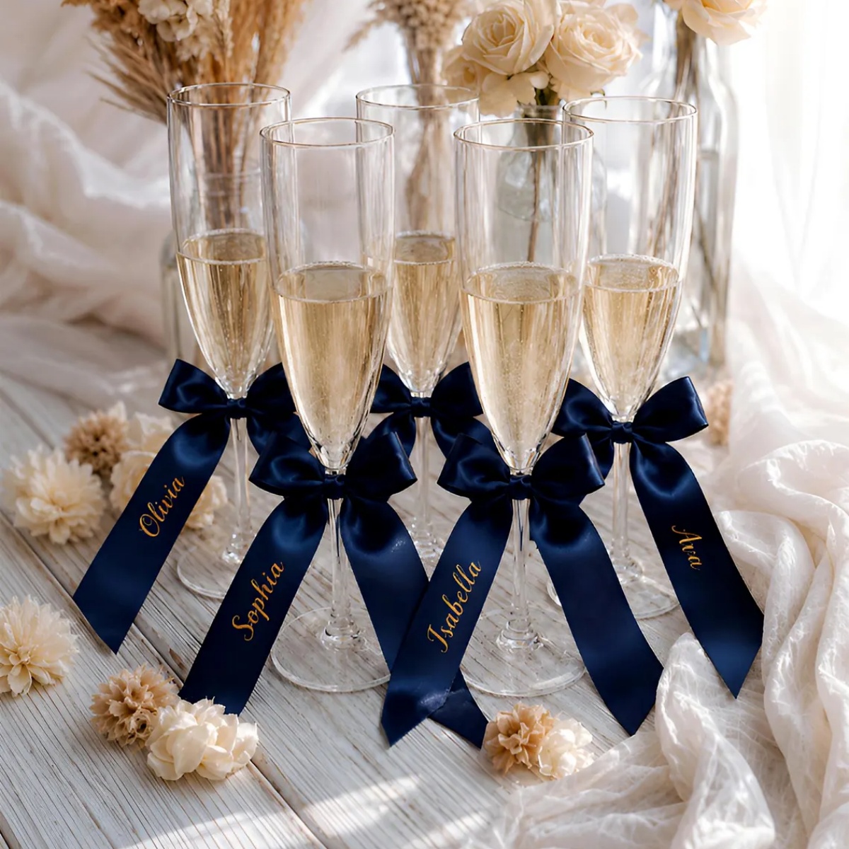 Bow Tie Pre Tied - Pre-Tied Satin Bow, Custom Wedding Champagne