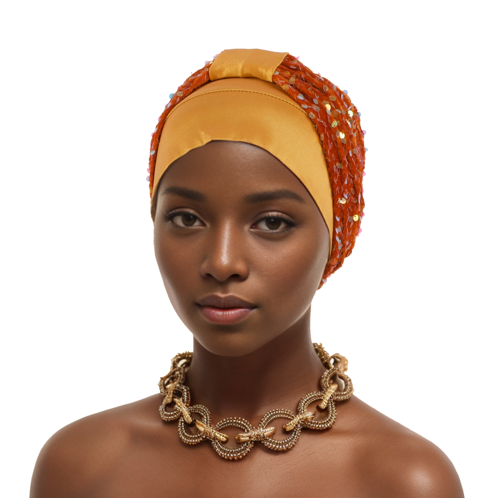 Glitter Sequins African Turban - Head Wrap Turban 评论和价格
